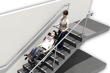 Evacuation CHair being used on a stair