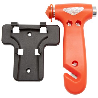 Glass breaker for double-glazed home and car window, including belt cutter with mount