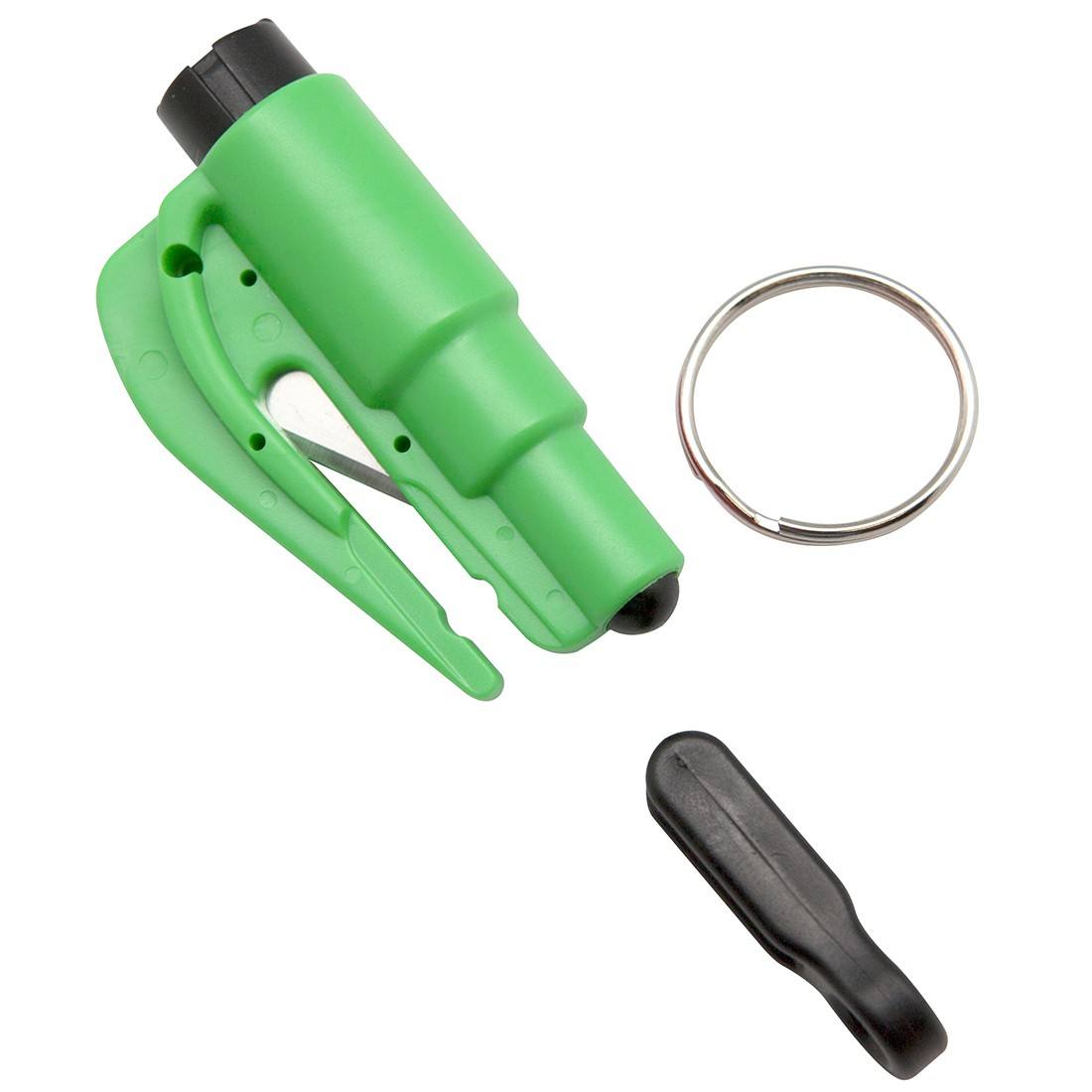 Green Key Chain Glass Breaker for Home and Car with Belt Cutter