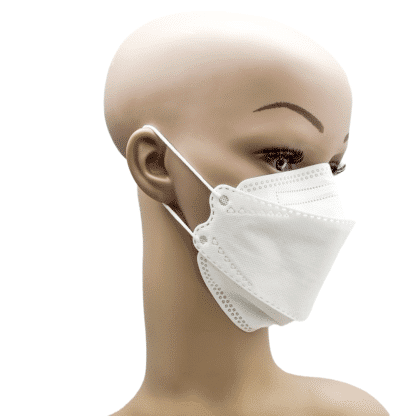 Adult KN95 White Mask Nonwoven with Earloop Packet of 10 Units Side