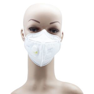 Adult White mask 1 with valve for Covid 19 Coronavirus front