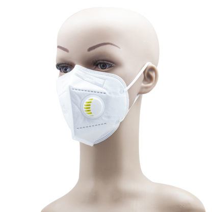 Adult White mask 2 with valve for Covid 19 Coronavirus side