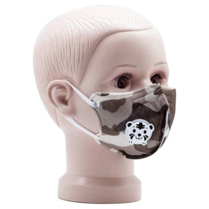 Child Camouflage mask with valve for Covid 19 Coronavirus side