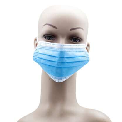dult Blue 3 Layered Consumer Grade Medical Masks and Earloops front