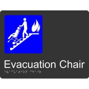 Evacuation Chair Braille Tactile Sign Black