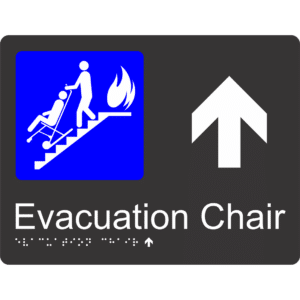 Evacuation Chair Braille Tactile Sign Up Arrow Black